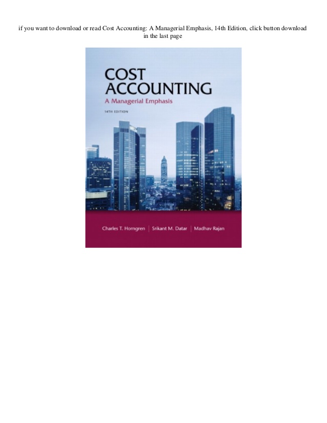 Cost Accounting Books Pdf